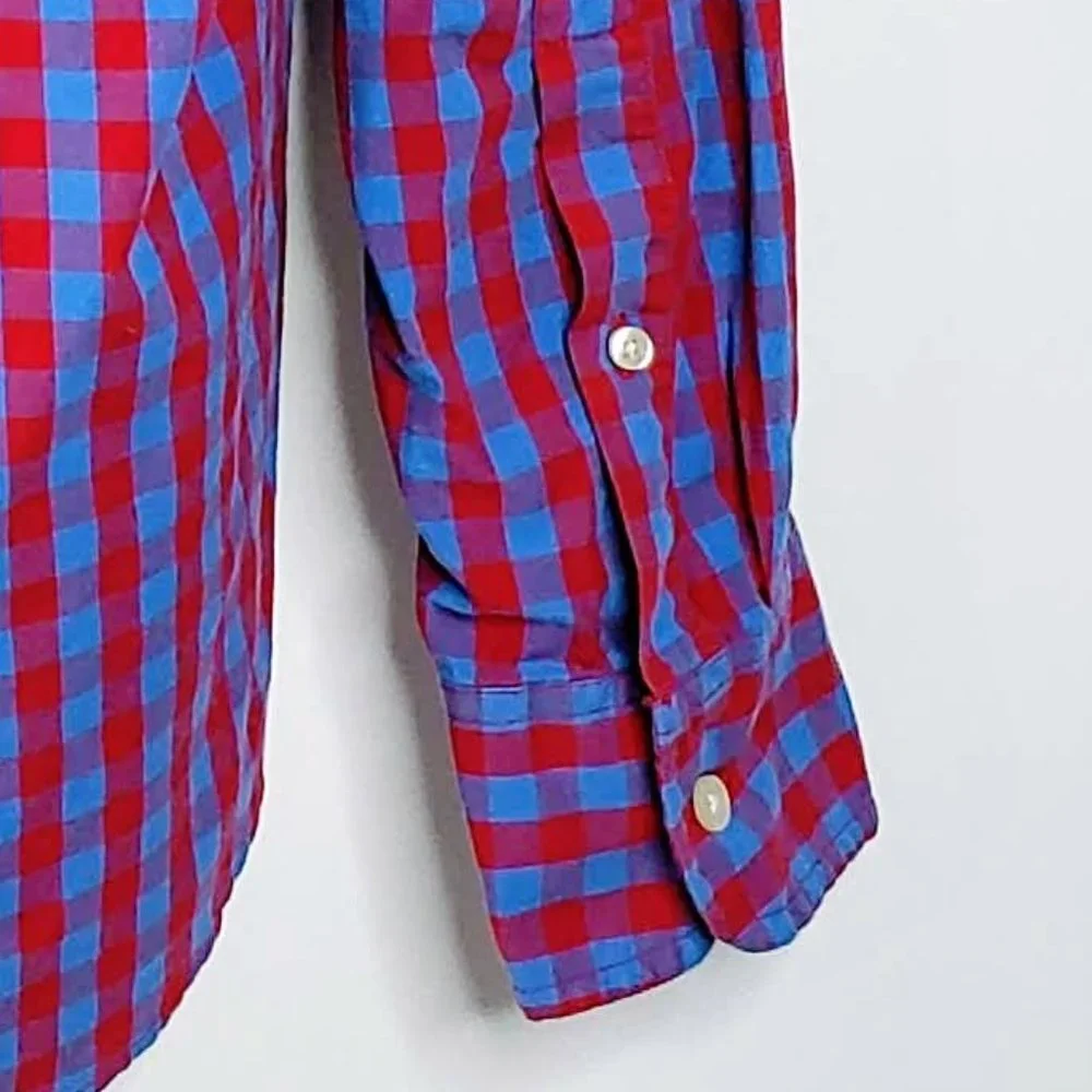 J.‎ Crew Checkered Red Blue Button Down Shirt L